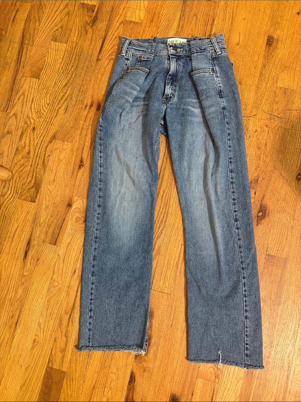 NWOT Proche Upcycled front pleat denim jeans--SIZE 1 --see chart